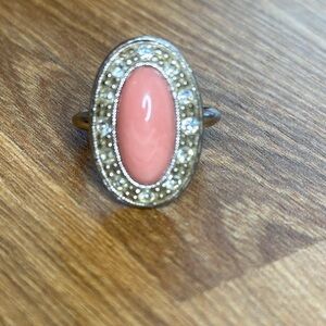 Avon ‘70s Vintage “Pale Fire” Pink Cabochon Ring.